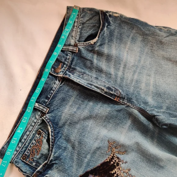 Ralph Lauren Distressed Light Blue Patchwork Jeans - Picture 13 of 14